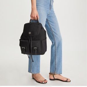 Tory Burch Nylon Flap Backpack